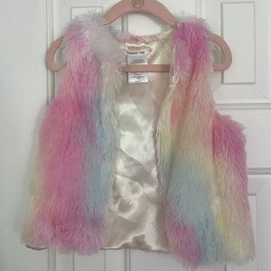 Rainbow Faux Fur Vest Size 4-5